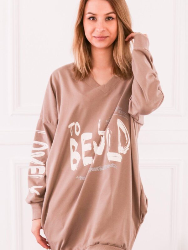 Bawełniana bluza. BLM_5174 : Kolor - CAPPUCCINO, Rozmiar - OVERSIZE