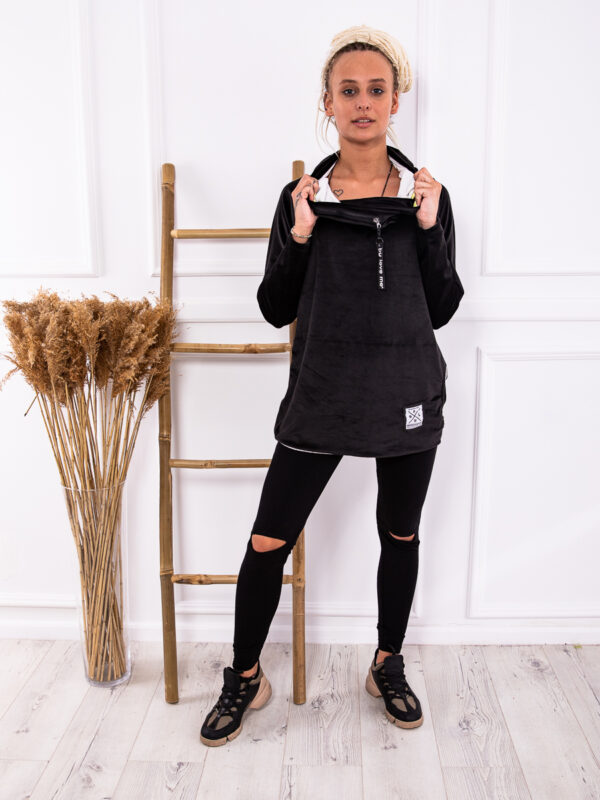 Welurowa Bluza damska. BLM_5348 : Kolor - CAPPUCCINO, Rozmiar - OVERSIZE