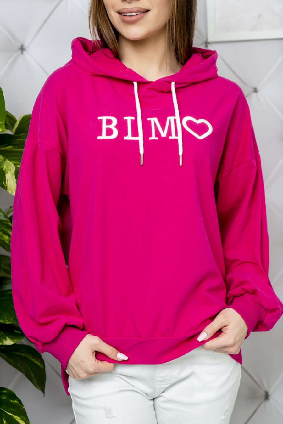Bluza damska z kapturem BLM_5701 : Kolor - FUKSJA