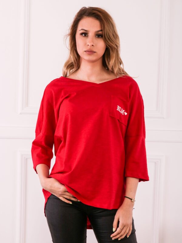 Bawełniana bluzka. BLM_5144 : Kolor - Błękitna, Rozmiar - OVERSIZE